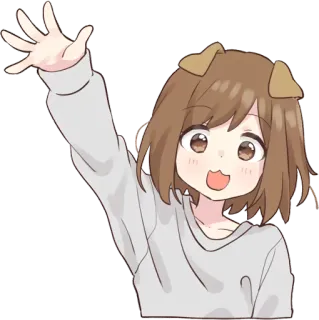 👋 Anime, Kartun, Telinga anjing, Lucu, Gadis, Kawaii telegram sticker