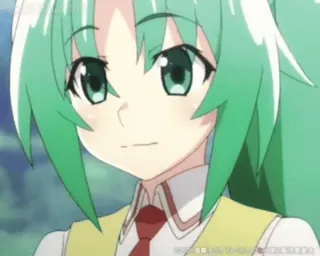 😉 Anime, Mädchen, grüne Haare, niedlich, Schuluniform whatsapp sticker