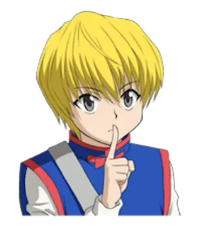 😤 Kurapika Hunter x Hunter anime, character, shhh, quiet, finger to lips, manga, Kurapika, Hunter x Hunter telegram sticker
