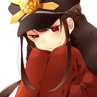 😢 anime, sad, girl, hat, red telegram sticker