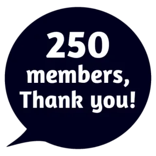 😵 250 members, Thank you! membros, obrigado, celebração, comunidade, conquista telegram sticker