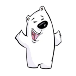 🤗 Белый медведь, Мультфильм, Животное, Белый, Счастливый, Милый telegram sticker