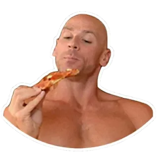 🍕 Johnny Sins ผู้ชาย, หัวล้าน, พิซซ่า, อาหาร, กิน telegram sticker