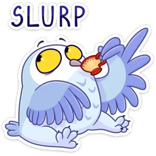 ☕️ SLURP gufo, mangiare, sorseggiare, cartone animato, uccello, carino telegram sticker