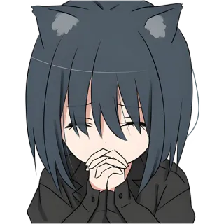 🙏 Anime, Neko, Buồn, Hoạt hình, Nghệ thuật kỹ thuật số telegram sticker