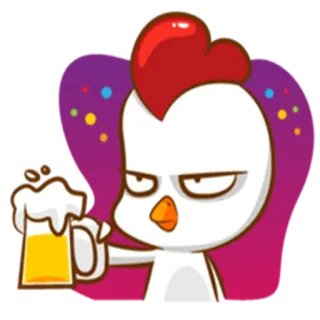 🍻 pollo, birra, alcol, bere, cartone animato, bevanda whatsapp sticker
