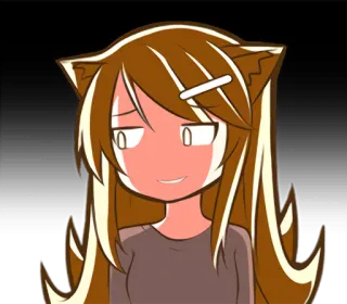 😏 Anime-Mädchen, Cartoon, Katzenohren, Grinsend, Süß, Kawaii telegram sticker