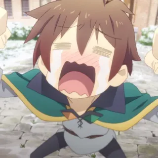 ⚔️ Kazuma Konosuba 动漫, 哭, 尖叫, 情绪化, 和真 telegram sticker