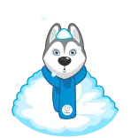 👌 husky, chó, hoạt hình, tuyết, mùa đông, dễ thương, động vật telegram sticker