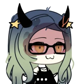 😗 Anime, Demonio, Kawaii, Cuernos, Personaje, Chica, Gafas whatsapp sticker