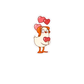 ❤ corazón, amor, dibujos animados, animación, afecto, pollo, lindo telegram sticker