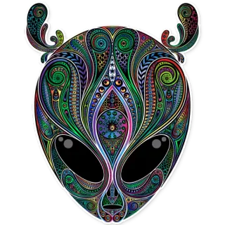 👽 alien, psychedelic, sticker, colorful, ornate, artwork telegram sticker