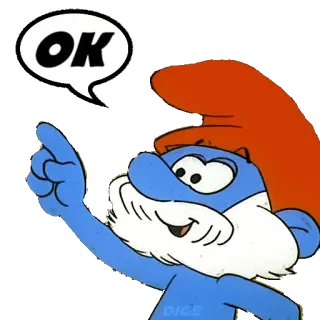 🆗 Papa Smurf OK puffo, cartone animato, ok, papà, blu telegram sticker