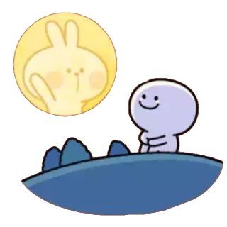 🙁 Мультфильм, Зайчик, Персонаж, Милый, Луна, Космос, Кролик whatsapp sticker