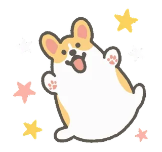 😁 corgi, anjing, imut, bintang, anak anjing, hewan, kartun telegram sticker