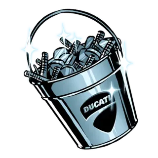 🔩 Ducati バケツ, ボルト, ドゥカティ, オートバイ, ハードウェア whatsapp sticker