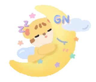 🦁 GN bonne nuit, sommeil, lune, dessin animé, animal, ours, mignon telegram sticker