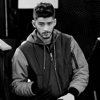 🖇 Zayn Malik 泽恩·马利克, 音乐家, 歌手, 名人, 肖像, 黑白 telegram sticker