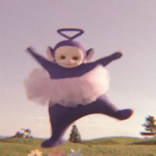 💭 Tinky Winky Teletubbies télétubbies, tinky winky, émission télé, danse, violet, ballerine telegram sticker