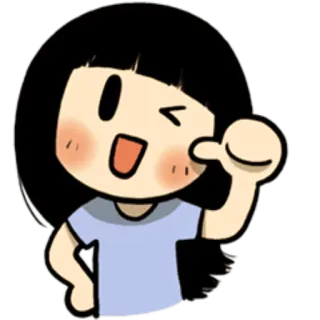 👍 Cartoon, Mädchen, Charakter, Süß, Zwinkern, Anime telegram sticker