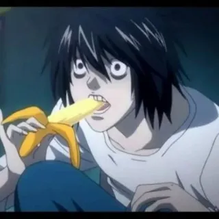 📓 L Lawliet Death Note Аниме, Банан, Детектив, L, Еда telegram sticker