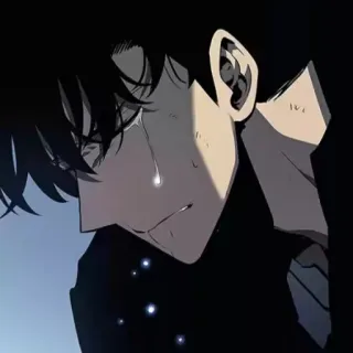 😕 animé, pleurer, triste, larmes, chagrin, émotions, homme telegram sticker