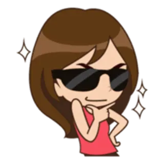 😎 cool, sunglasses, thinking, sparkle, cartoon, girl, woman telegram sticker