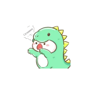🦖 Gruuuu 恐龙, 动物, Gruuu, 可爱, 卡通, 角色 whatsapp sticker
