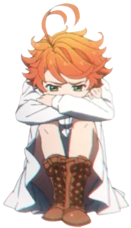 😔 Emma The Promised Neverland Anime, Mädchen, Charakter, orange Haare, Stiefel whatsapp sticker