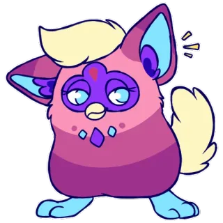 😒 furby, creature, cartoon, digital art, cute, animal, purple, pink telegram sticker