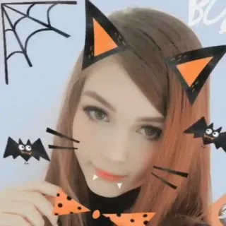 😼 halloween, chat, chauve-souris, toile d'araignée, mignon, femme, fête, festif telegram sticker