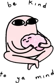 🧠 Cartone animato, Cervello, Carino, Rosa, Personaggio telegram sticker