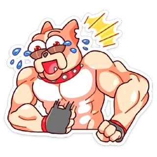 😂 Dessin animé, Chien, Musclé, Bodybuilder, Humour, Drôle telegram sticker