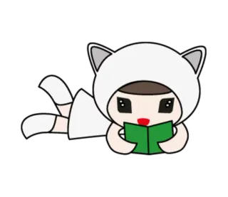 📖 Dessin animé, Lecture, Livre, Mignon, Kawaii, Chibi, Manga, Anime telegram sticker