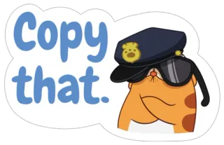 😎 Copy that. chat, police, officier, lunettes de soleil, dessin animé telegram sticker