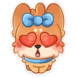 😍 mignon, chien, dessin animé, autocollant, coeur dans les yeux, amour, animal telegram sticker