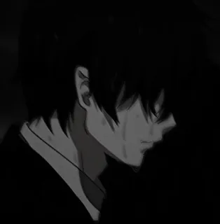 🔗 smutny, anime, płacz, czarno-białe, emocjonalny, emo telegram sticker