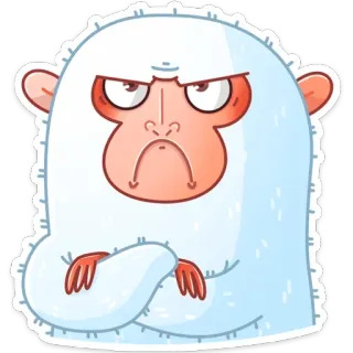 😡 йети, монстр, мультфильм, ворчливый, милый, зима, снег telegram sticker