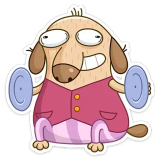 🤔 cane, esercizio, cartone animato, divertente, sollevamento pesi, pesi, animale, adesivo whatsapp sticker