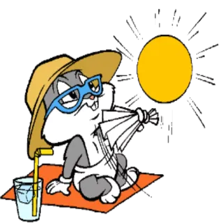 ☀ Baby Bugs Bunny cartoon, baby, rabbit, beach, summer, sunglasses, sun telegram sticker