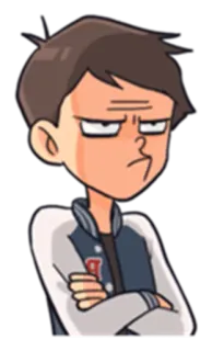 😡 漫画, キャラクター, 人物, 男の子, 真面目, 顔, ポートレート telegram sticker