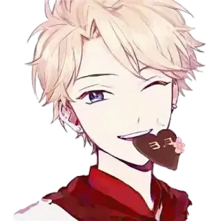 ❤️ 3.3 Аниме, Парень, Шоколад, Сердце, Подмигивание, Милый whatsapp sticker
