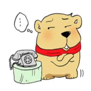 📱 Cartoon, Tier, Telefon, Denken, Schal, Süß telegram sticker
