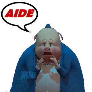 🆘 AIDE cartoon, pig, distress, help, speech bubble telegram sticker