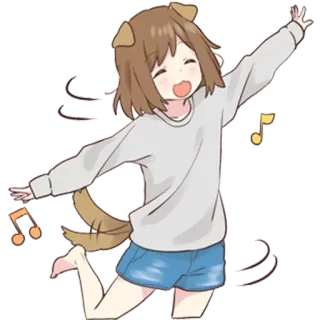 😆 Anime, Perro, Lindo, Feliz, Chica whatsapp sticker