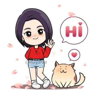 👋 hi hi, greeting, cartoon, girl, cat telegram sticker