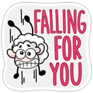 😟 FALLING FOR YOU pecora, caduta, amore, carino, cartone animato, romance, animazione whatsapp sticker