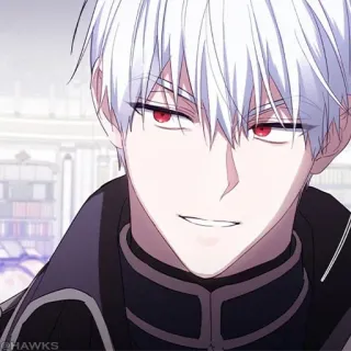 🖤 Anime, Homme, Cheveux Blancs, Yeux Rouges, Personnage, Art telegram sticker