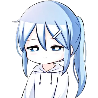 🐙 Gadis anime, Chibi, Kartun, Lucu, Stiker, Rambut biru telegram sticker