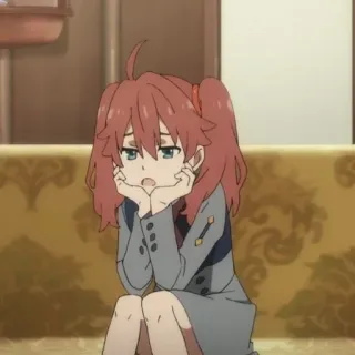🐚 anime, girl, cartoon, red hair, bored telegram sticker